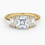 Luxe Embrace Three Stone Trapezoid Diamond Ring Yellow Gold 18k Asscher Engagement Ring