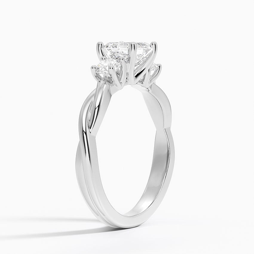 Twisted Vine Three Stone Diamond Ring Platinum Asscher Engagement Ring