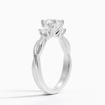 Twisted Vine Three Stone Diamond Ring Platinum Cushion Engagement Ring