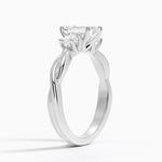 Twisted Vine Three Stone Diamond Ring Platinum Emerald Engagement Ring