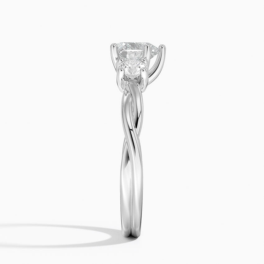 Twisted Vine Three Stone Diamond Ring Platinum Heart Engagement Ring