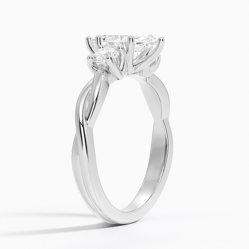 Twisted Vine Three Stone Diamond Ring Platinum Marquise Engagement Ring
