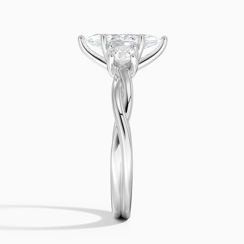 Twisted Vine Three Stone Diamond Ring Platinum Marquise Engagement Ring