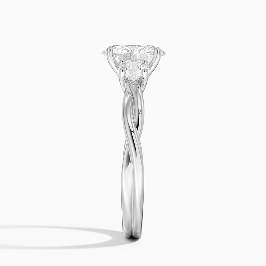 Twisted Vine Three Stone Diamond Ring Platinum Oval Engagement Ring