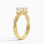 Twisted Vine Three Stone Diamond Ring Yellow Gold 18k Oval Engagement Ring