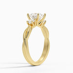 Twisted Vine Three Stone Diamond Ring Yellow Gold 18k Princess Engagement Ring