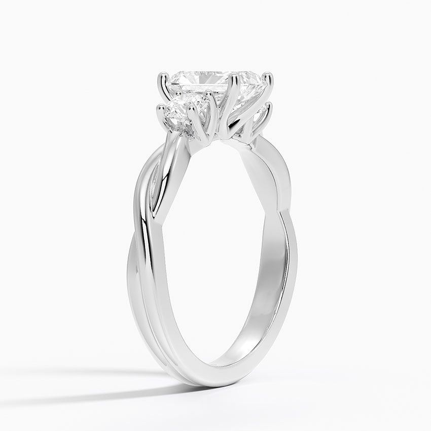 Twisted Vine Three Stone Diamond Ring Platinum Radiant Engagement Ring