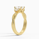 Twisted Vine Three Stone Diamond Ring Yellow Gold 18k Radiant Engagement Ring