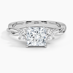 Twisted Vine Three Stone Diamond Ring Platinum Princess Engagement Ring