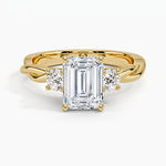 Twisted Vine Three Stone Diamond Ring Yellow Gold 18k Emerald Engagement Ring