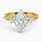 Twisted Vine Three Stone Diamond Ring Yellow Gold 18k Marquise Engagement Ring
