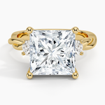 Twisted Vine Three Stone Diamond Ring Yellow Gold 18k Princess Engagement Ring