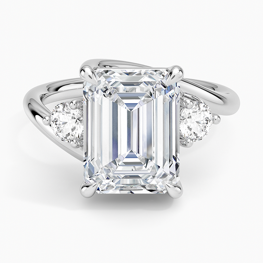 Atelier Three Stone Diamond Ring (1/3 ct. tw.) Platinum Emerald Engagement Ring