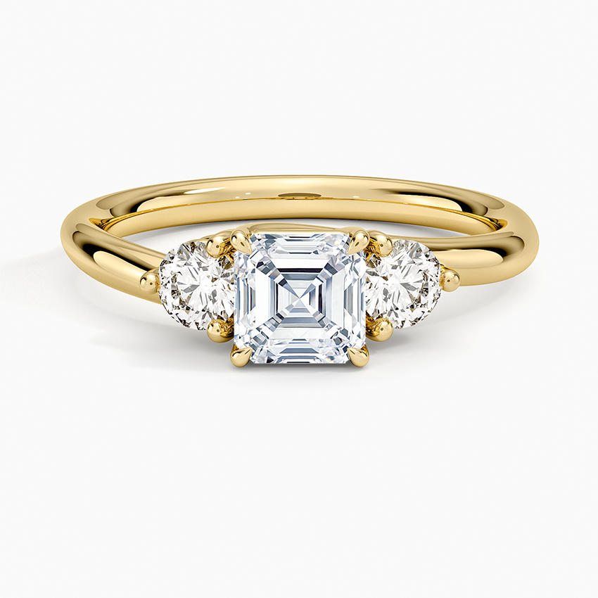 Atelier Three Stone Diamond Ring (1/3 ct. tw.) Yellow Gold 18k Asscher Engagement Ring