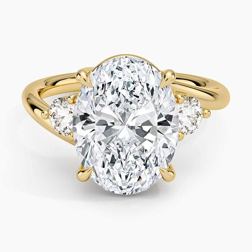 Atelier Three Stone Diamond Ring (1/3 ct. tw.) Yellow Gold 18k Oval Engagement Ring