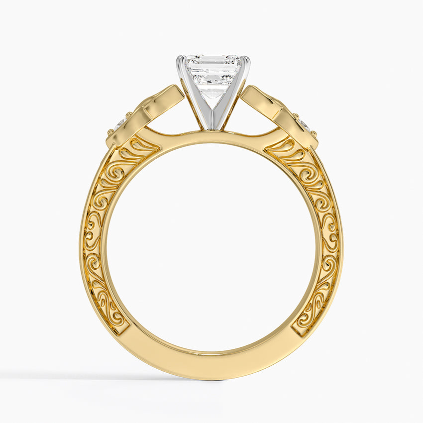 Aberdeen Celtic Diamond Ring Yellow Gold 18k Asscher Engagement Ring
