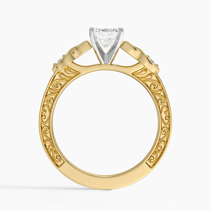Aberdeen Celtic Diamond Ring Yellow Gold 18k Emerald Engagement Ring