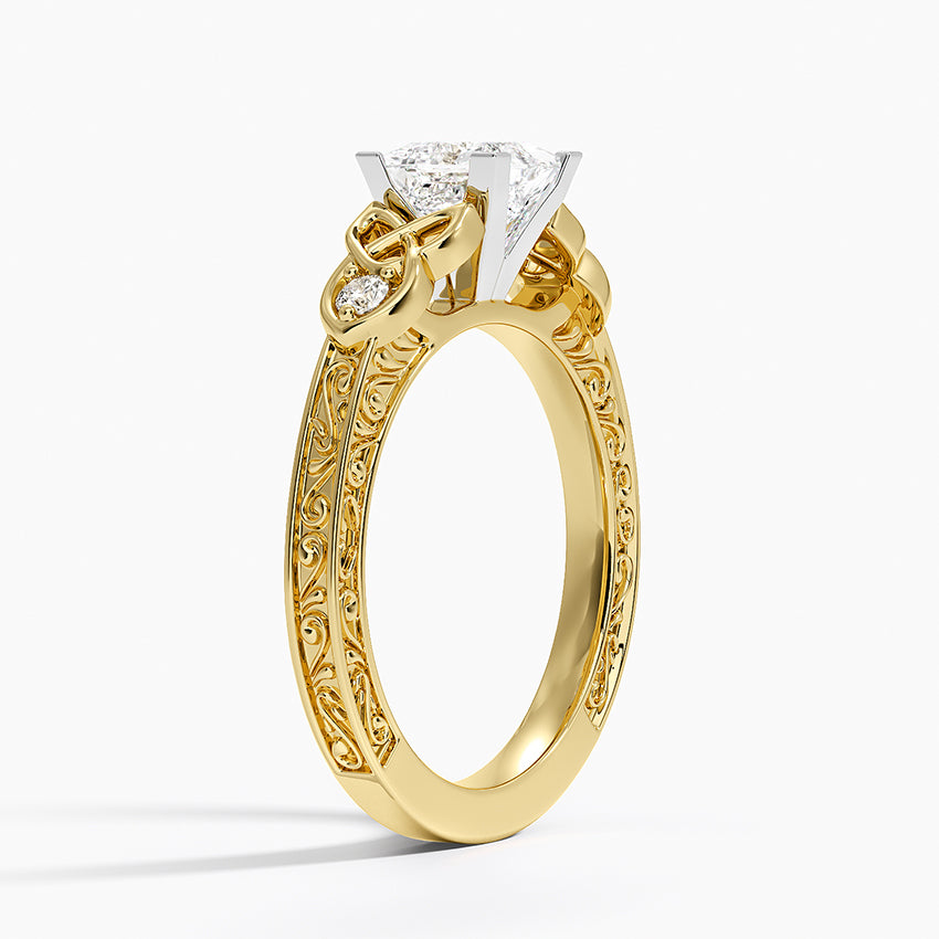 Aberdeen Celtic Diamond Ring Yellow Gold 18k Princess Engagement Ring