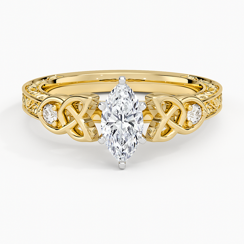 Aberdeen Celtic Diamond Ring Yellow Gold 18k Marquise Engagement Ring