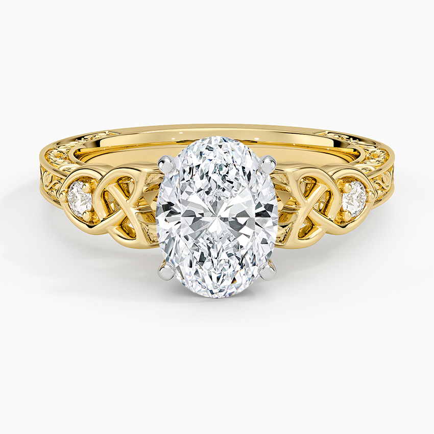 Aberdeen Celtic Diamond Ring Yellow Gold 18k Oval Engagement Ring
