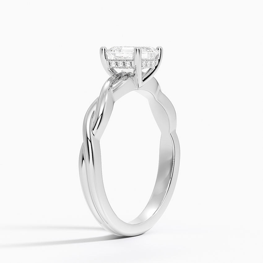 Twisted Vine Hidden Halo Diamond Ring Platinum Asscher Engagement Ring