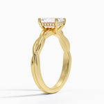 Twisted Vine Hidden Halo Diamond Ring Yellow Gold 18k Emerald Engagement Ring