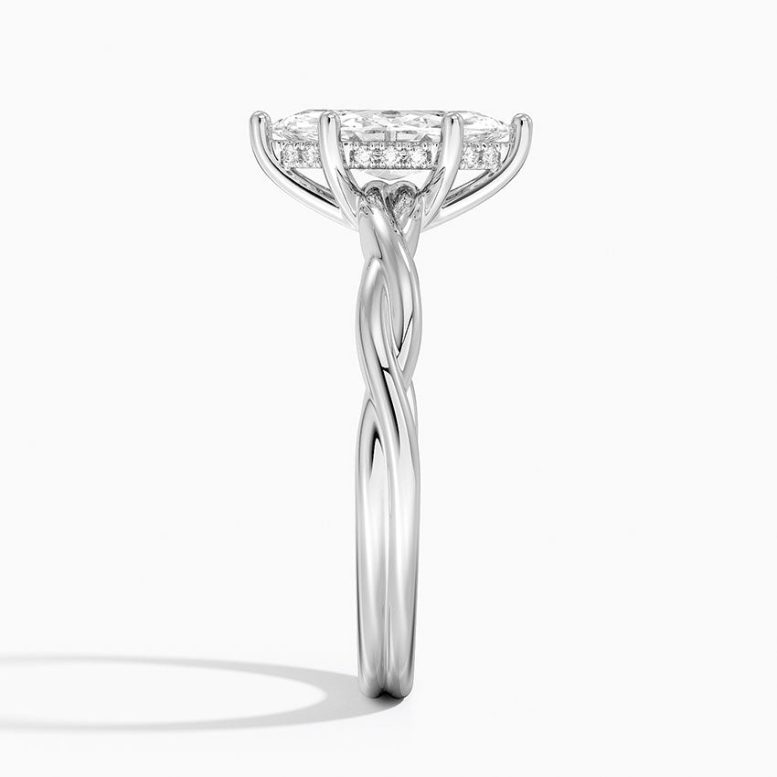 Twisted Vine Hidden Halo Diamond Ring Platinum Marquise Engagement Ring