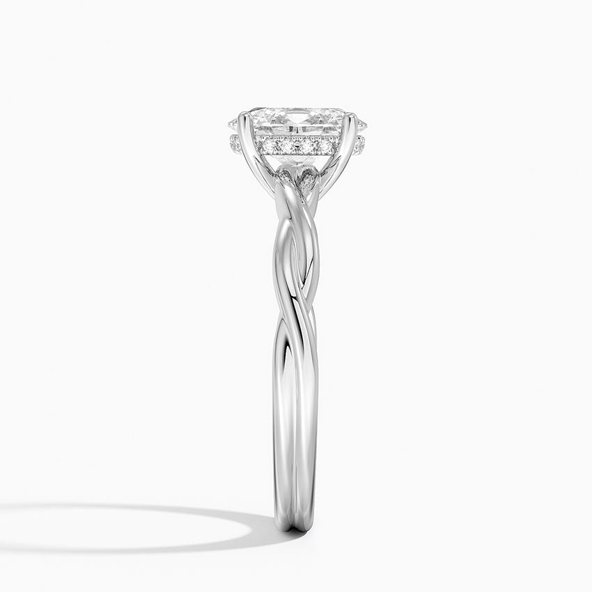 Twisted Vine Hidden Halo Diamond Ring Platinum Oval Engagement Ring