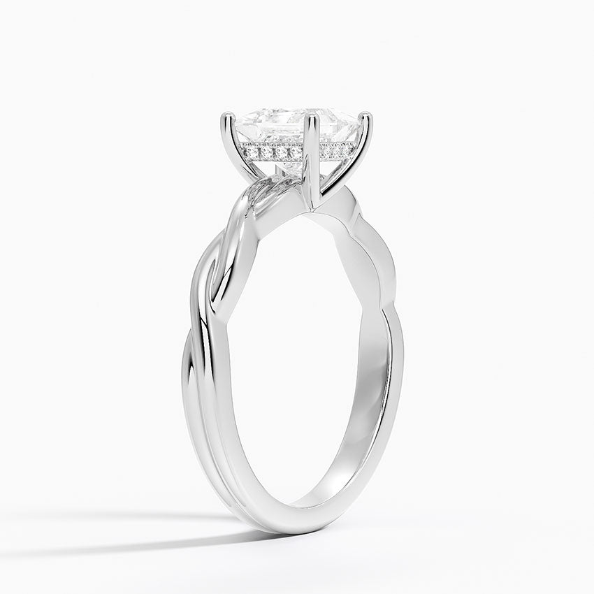 Twisted Vine Hidden Halo Diamond Ring Platinum Princess Engagement Ring