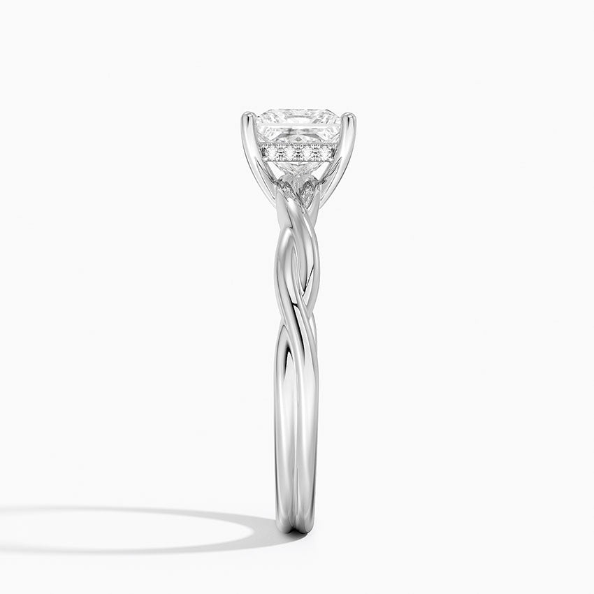 Twisted Vine Hidden Halo Diamond Ring Platinum Princess Engagement Ring