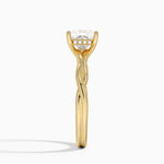 Twisted Vine Hidden Halo Diamond Ring Yellow Gold 18k Princess Engagement Ring