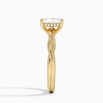 Twisted Vine Hidden Halo Diamond Ring Yellow Gold 18k Radiant Engagement Ring