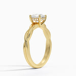 Twisted Vine Hidden Halo Diamond Ring Yellow Gold 18k Round Engagement Ring