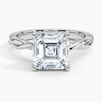 Twisted Vine Hidden Halo Diamond Ring Platinum Asscher Engagement Ring
