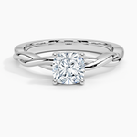 Twisted Vine Hidden Halo Diamond Ring Platinum Cushion Engagement Ring