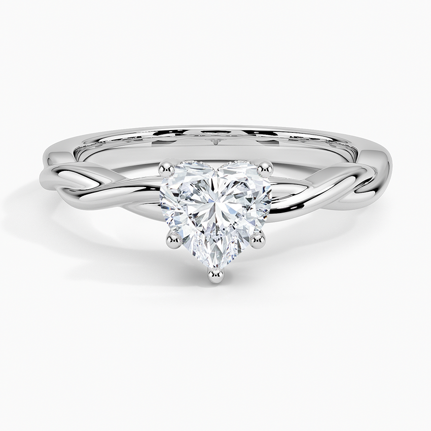 Twisted Vine Hidden Halo Diamond Ring Platinum Heart Engagement Ring