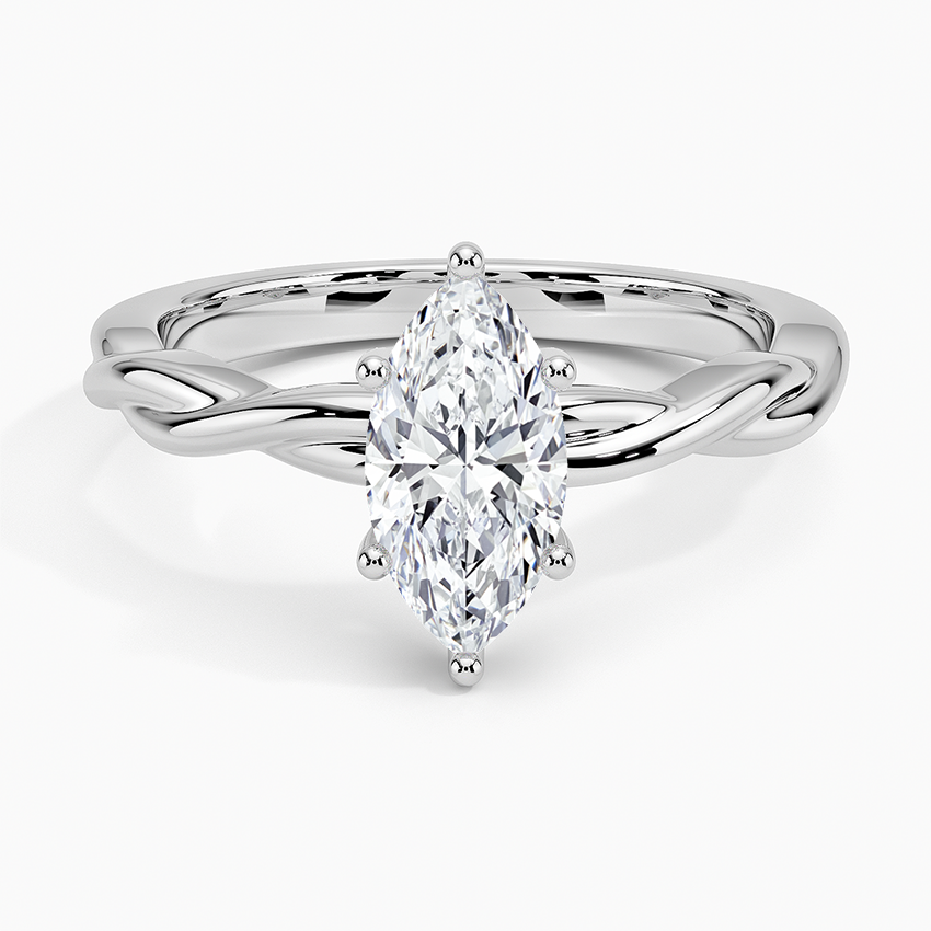 Twisted Vine Hidden Halo Diamond Ring Platinum Marquise Engagement Ring