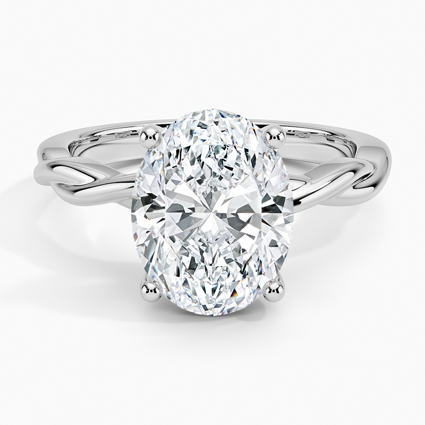 Twisted Vine Hidden Halo Diamond Ring Platinum Oval Engagement Ring