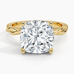 Twisted Vine Hidden Halo Diamond Ring Yellow Gold 18k Cushion Engagement Ring