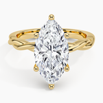 Twisted Vine Hidden Halo Diamond Ring Yellow Gold 18k Marquise Engagement Ring