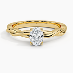 Twisted Vine Hidden Halo Diamond Ring Yellow Gold 18k Oval Engagement Ring