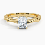 Twisted Vine Hidden Halo Diamond Ring Yellow Gold 18k Radiant Engagement Ring