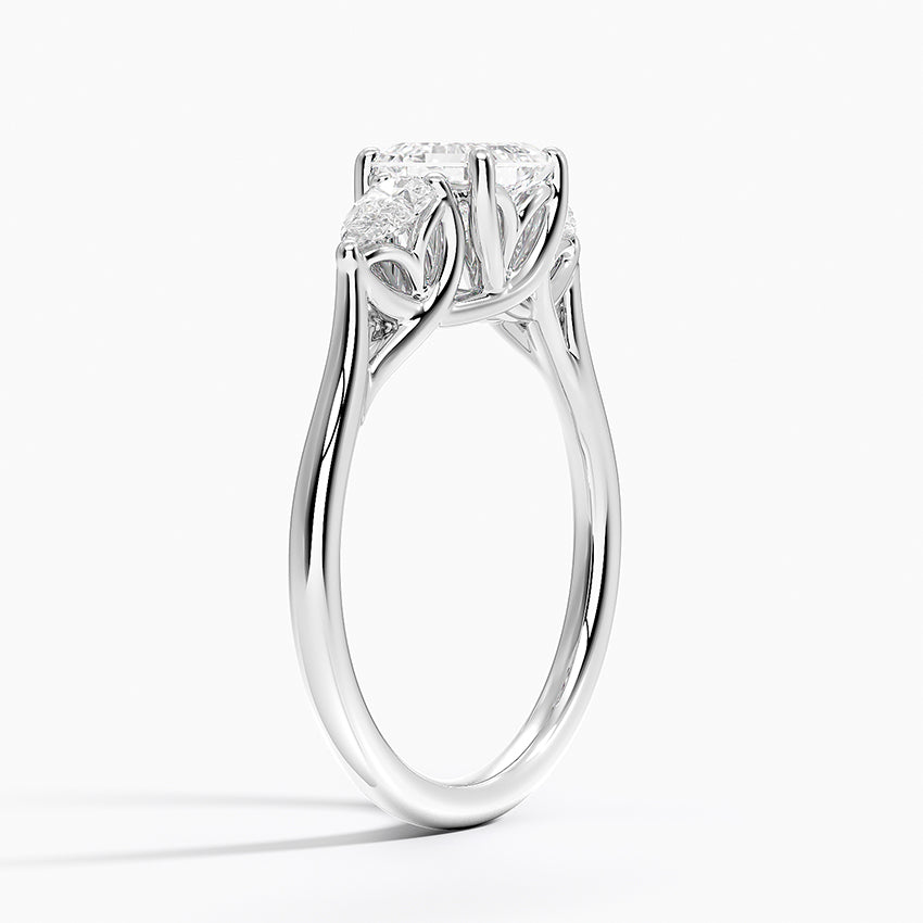 Trellis Three Stone Pear Diamond Ring Platinum Asscher Engagement Ring