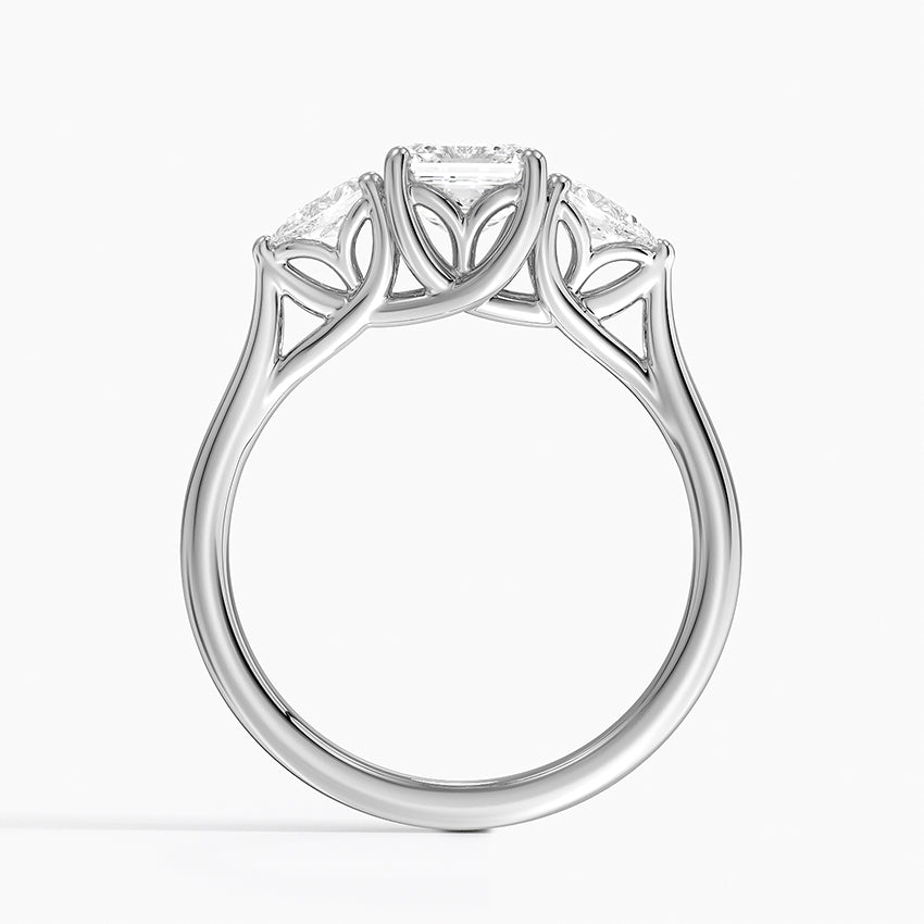 Trellis Three Stone Pear Diamond Ring Platinum Asscher Engagement Ring