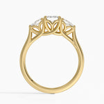 Trellis Three Stone Pear Diamond Ring Yellow Gold 18k Emerald Engagement Ring