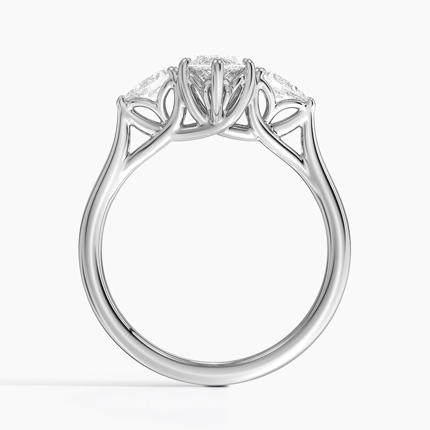 Trellis Three Stone Pear Diamond Ring Platinum Marquise Engagement Ring