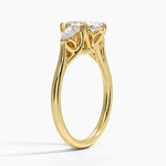 Trellis Three Stone Pear Diamond Ring Yellow Gold 18k Marquise Engagement Ring