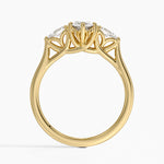 Trellis Three Stone Pear Diamond Ring Yellow Gold 18k Marquise Engagement Ring