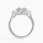 Trellis Three Stone Pear Diamond Ring Platinum Oval Engagement Ring