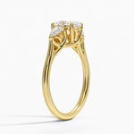 Trellis Three Stone Pear Diamond Ring Yellow Gold 18k Oval Engagement Ring